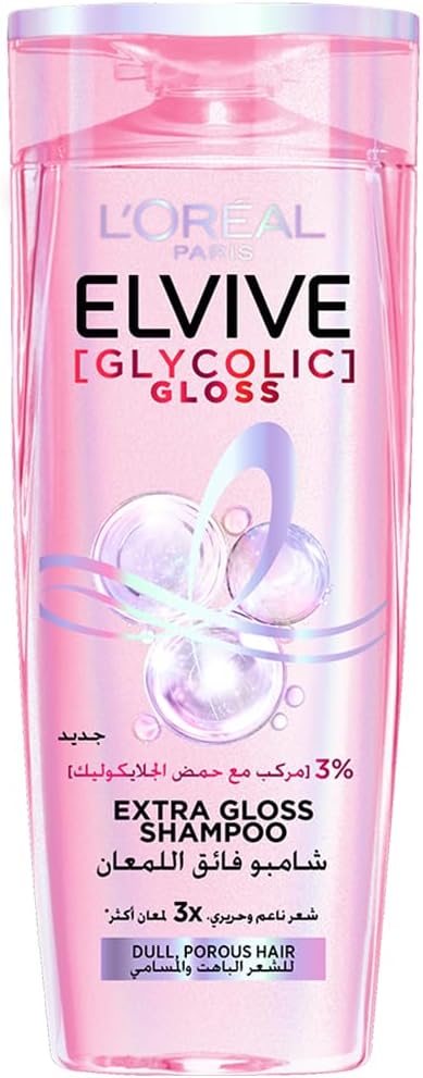 Elvive Glycolic Gloss Extra Gloss Shampoo with 3% Glycolic Acid for Dull and Porous Hair